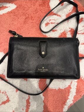 kate spade Black Pebbled Leather Crossbody Wallet Purse
